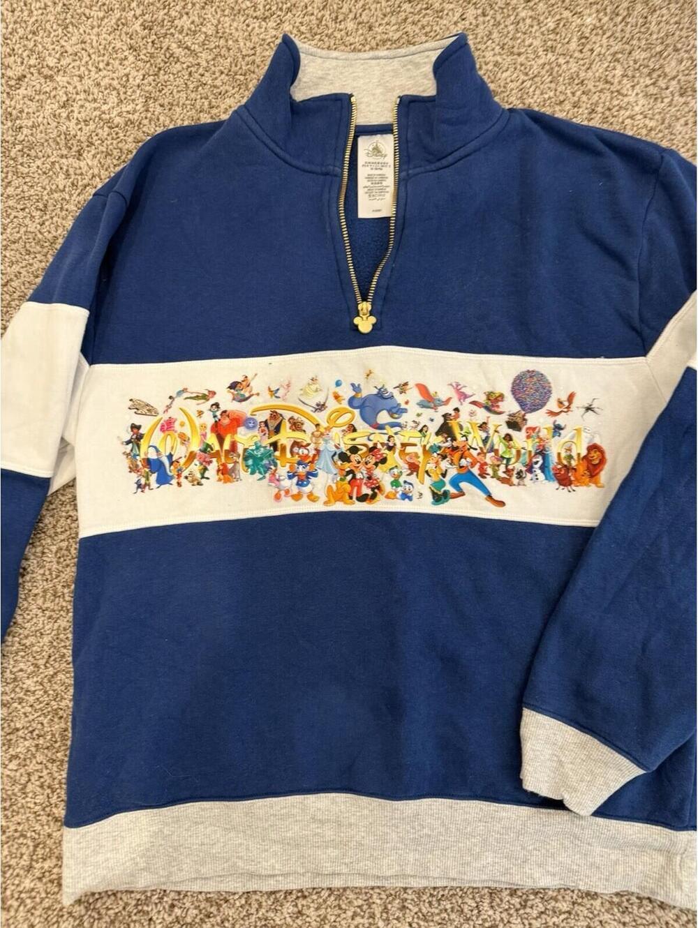 Disney Parks WDW Storybook 1/4 Zip Pullover Sweatshirt Medium